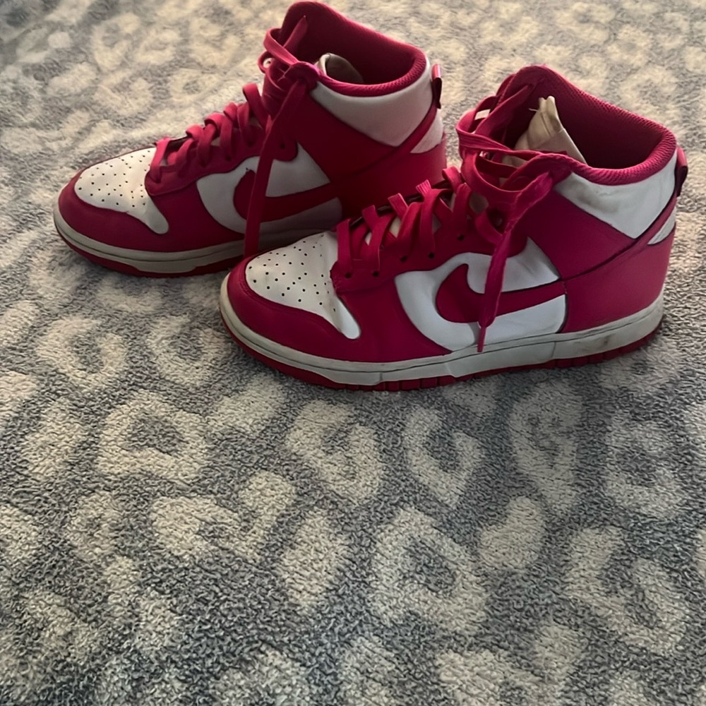 Nike Pink and White High-Top Sneakers